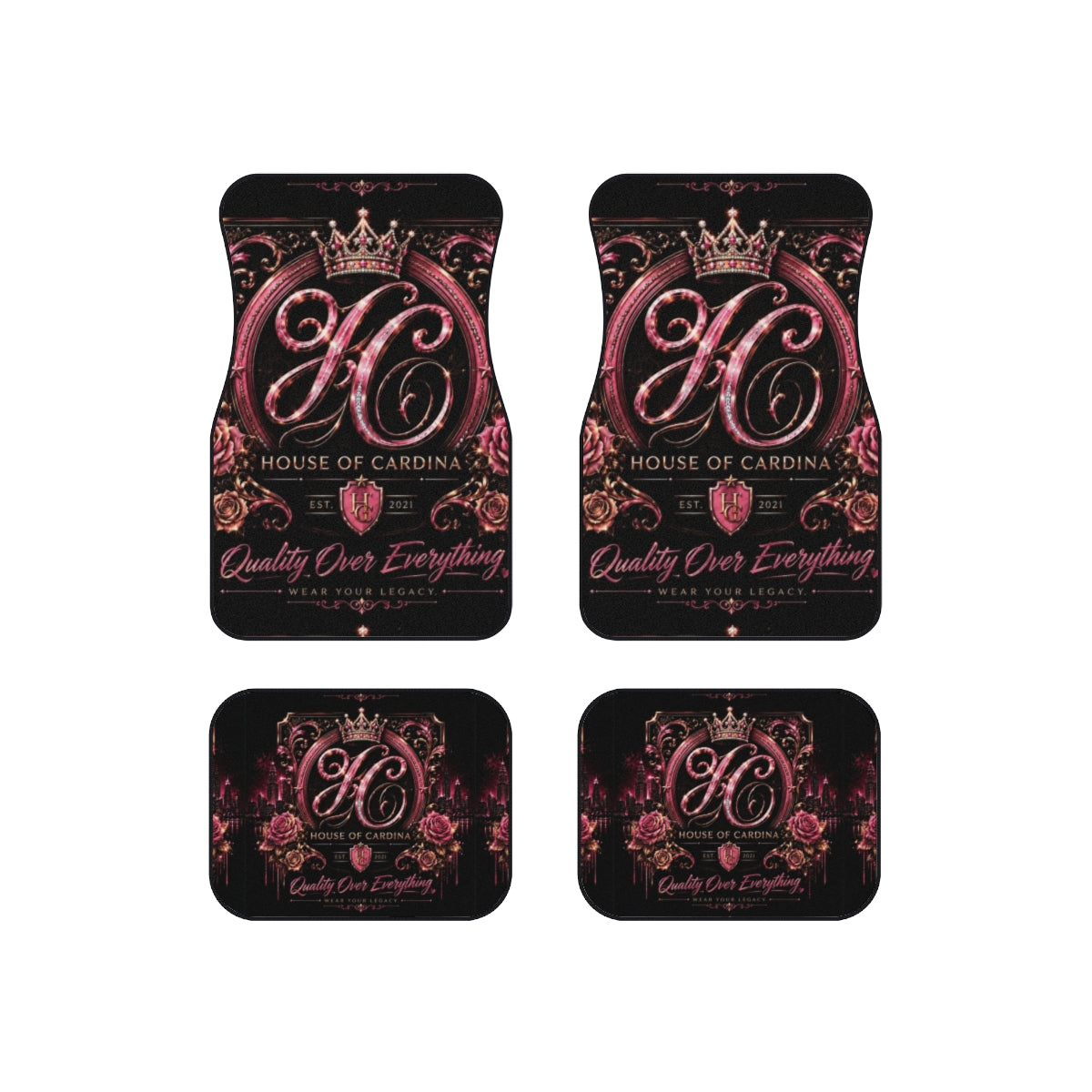Pink & Black Car Mats (Set of 4)